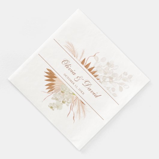 Boho Terracotta Pampas Gras Orchidee Bruiloft Servet (Hoek)