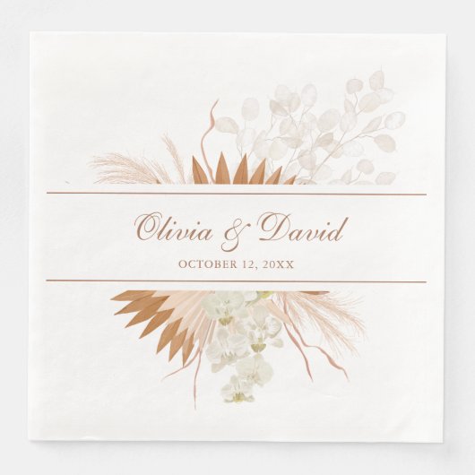 Boho Terracotta Pampas Gras Orchidee Bruiloft Servet (Voorkant)