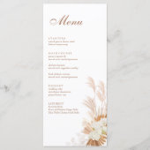 Boho Terracotta Pampas Gras Orchidee Huwelijksmenu Menu (Voorkant)