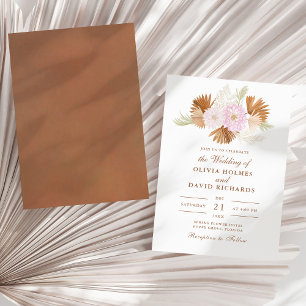 Boho Terracotta Pampas Gras Orchidee Trouwfeest Kaart
