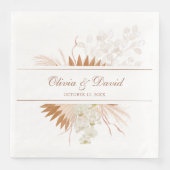 Boho Terracotta Pampas Gras Orchidee Trouwfeest Servet (Voorkant)
