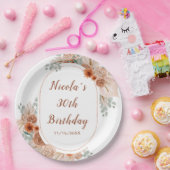 Boho Terracotta Pampas Gras Verjaardag Papieren Bordje (Feest)