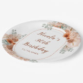 Boho Terracotta Pampas Gras Verjaardag Papieren Bordje (Gekanteld)