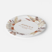 Boho Terracotta Pampas Gras Verjaardagsfeest Papieren Bordje (Gekanteld)