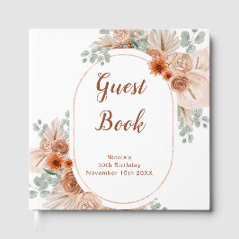 Boho Terracotta Pampas Gras Verjaardagsfeestje Gastenboek