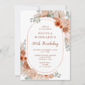 Boho Terracotta Pampas Gras Verjaardagsfeestje Kaart (Voorkant)