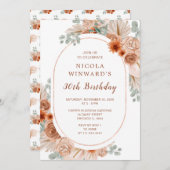 Boho Terracotta Pampas Gras Verjaardagsfeestje Kaart (Voorkant / Achterkant)