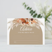Boho Terracotta Pampas Grass Advice voor de Bride Informatiekaartje (Staand voorkant)