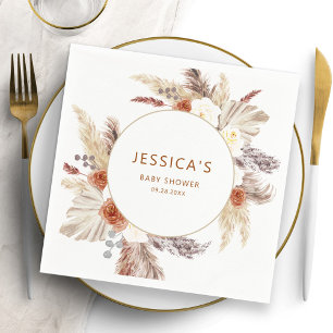 Boho Terracotta Pampas Grass Arch Baby shower Servet