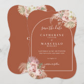 Boho Terracotta Pampas Grass Arch Floral Wedding S Save The Date (Voorkant / Achterkant)
