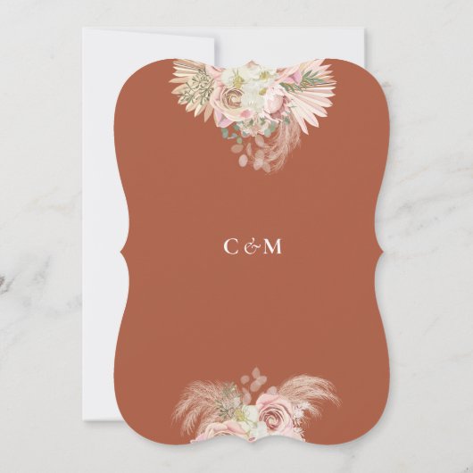 Boho Terracotta Pampas Grass Arch Floral Wedding S Save The Date (Achterkant)