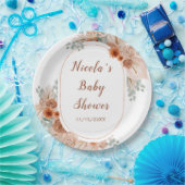 Boho Terracotta Pampas Grass Baby shower Papieren Bordje (Feest)