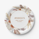 Boho Terracotta Pampas Grass Baby shower Papieren Bordje (Voorkant)