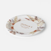 Boho Terracotta Pampas Grass Baby shower Papieren Bordje (Gekanteld)