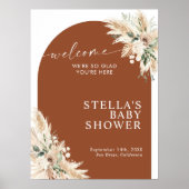 Boho Terracotta Pampas Grass Baby shower Poster (Voorkant)