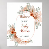Boho Terracotta Pampas Grass Baby shower Poster (Voorkant)