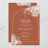 Boho Terracotta Pampas Grass Baptism Christening Kaart (Voorkant / Achterkant)