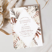 Boho Terracotta Pampas Grass Beige Wedding Kaart