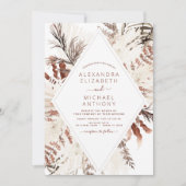 Boho Terracotta Pampas Grass Beige Wedding Kaart (Voorkant)