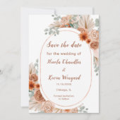 Boho Terracotta Pampas Grass Bewaar de datum Save The Date (Voorkant)