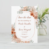 Boho Terracotta Pampas Grass Bewaar de datum Save The Date (Staand voorkant)