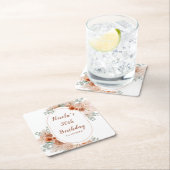 Boho Terracotta Pampas Grass Birthday Kartonnen Onderzetters (Insitu)