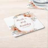 Boho Terracotta Pampas Grass Birthday Kartonnen Onderzetters (Schuin)