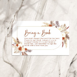 Boho Terracotta Pampas Grass Breng een boek Informatiekaartje