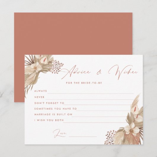 Boho Terracotta Pampas Grass Bride Briefkaart (Voorkant / Achterkant)