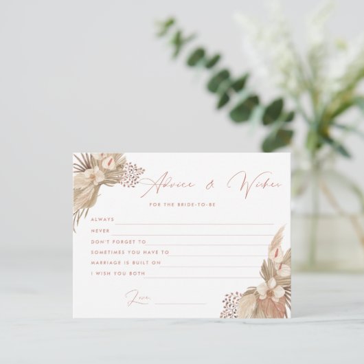 Boho Terracotta Pampas Grass Bride Briefkaart (Staand voorkant)