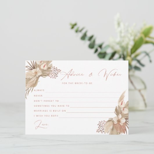 Boho Terracotta Pampas Grass Bride Kaart (Staand voorkant)