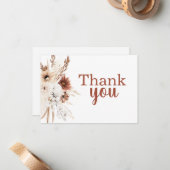 Boho Terracotta Pampas Grass Dank je wel Notitiekaartje (Voorkant / Achterkant in situ)