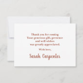 Boho Terracotta Pampas Grass Dank je wel Notitiekaartje (Achterkant)