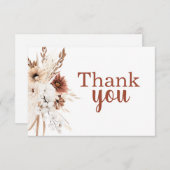 Boho Terracotta Pampas Grass Dank je wel Notitiekaartje (Voorkant / Achterkant)