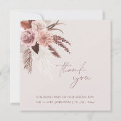 Boho Terracotta Pampas Grass Floral Wedding Bedankkaart (Voorkant)