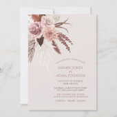 Boho Terracotta Pampas Grass Floral Wedding Kaart (Voorkant)