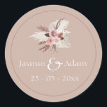 Boho Terracotta Pampas Grass Floral Wedding Ronde Sticker<br><div class="desc">Boho Terracotta Pampas Grass Floral Wedding Sticker - Deze boho ronde bruiloft sticker beschikt over terracotta bloemen,  pampasgras,  en blozen accenten voor een moderne rustieke look. Perfect voor het verzegelen van enveloppen,  huwelijksgunsten of briefpapier,  het voegt een chique en samenhangende finishing touch toe aan uw feest.</div>