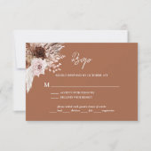 Boho Terracotta Pampas Grass Floral Wedding RSVP Kaartje (Voorkant)