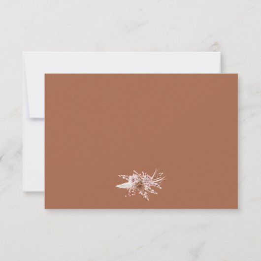 Boho Terracotta Pampas Grass Floral Wedding RSVP Kaartje (Achterkant)