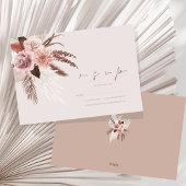 Boho Terracotta Pampas Grass Floral Wedding RSVP Kaartje