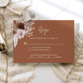 Boho Terracotta Pampas Grass Floral Wedding RSVP Kaartje