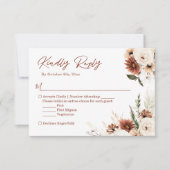 Boho Terracotta Pampas Grass Floral Wedding RSVP Kaartje (Voorkant)