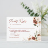 Boho Terracotta Pampas Grass Floral Wedding RSVP Kaartje (Staand voorkant)
