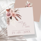 Boho Terracotta Pampas Grass Floral Wedding Save The Date