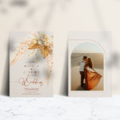 Boho Terracotta Pampas Grass Foto Wedding Kaart