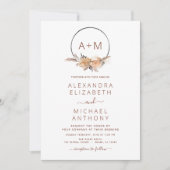 Boho Terracotta Pampas Grass Monogram Wedding Invi Kaart (Voorkant)