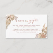 Boho Terracotta Pampas Grass note op cadeaukaart Informatiekaartje (Voorkant)