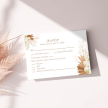 Boho Terracotta Pampas Grass Orchid RSVP-kaart