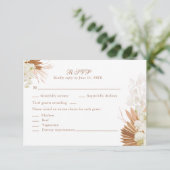 Boho Terracotta Pampas Grass Orchid Wedding RSVP   (Staand voorkant)