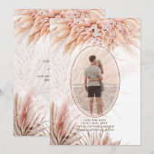 Boho Terracotta Pampas Grass PHOTO Wedding Save The Date (Voorkant / Achterkant)